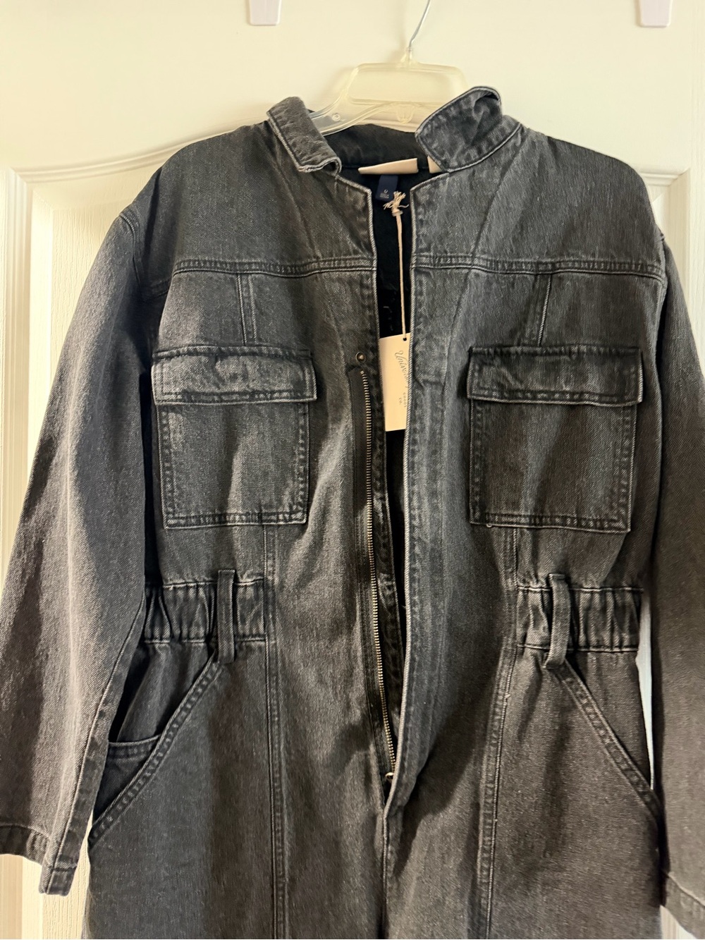 Universal Thread Black Washed Denim Utility Jumpsuit